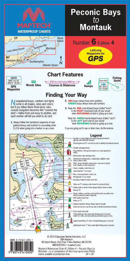 Peconic Bays to Montauk Waterproof Chart, 4th Edition