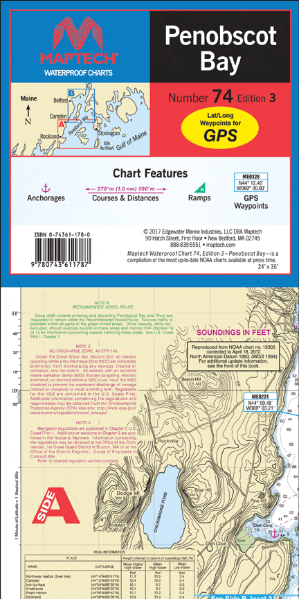 Penobscot Bay Waterproof Chart, 3rd Edition