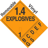 Placard Class 1.4: Explosives, Tabbed Removable Vinyl DOT Placard