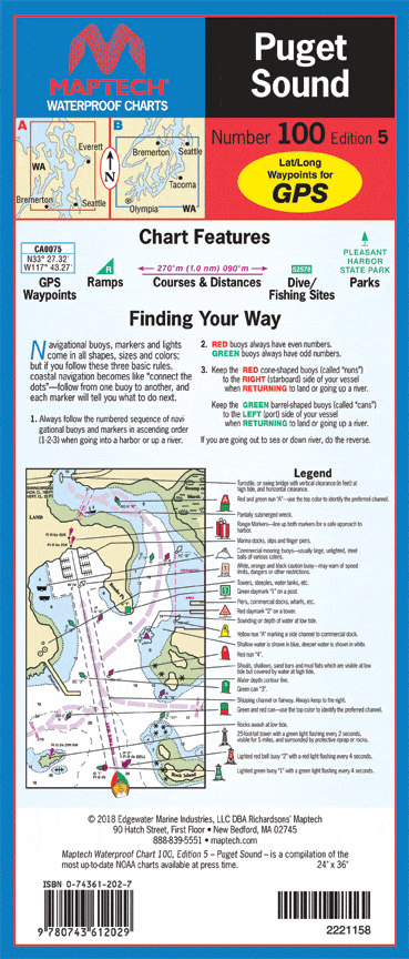 Puget Sound Waterproof Chart, 5th Edition