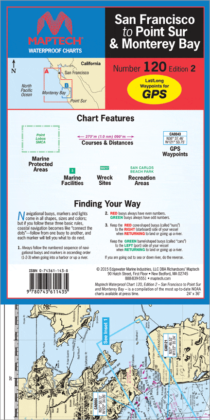 San Francisco to Point Sur & Monterey Bay Waterproof Chart, 2nd Edition