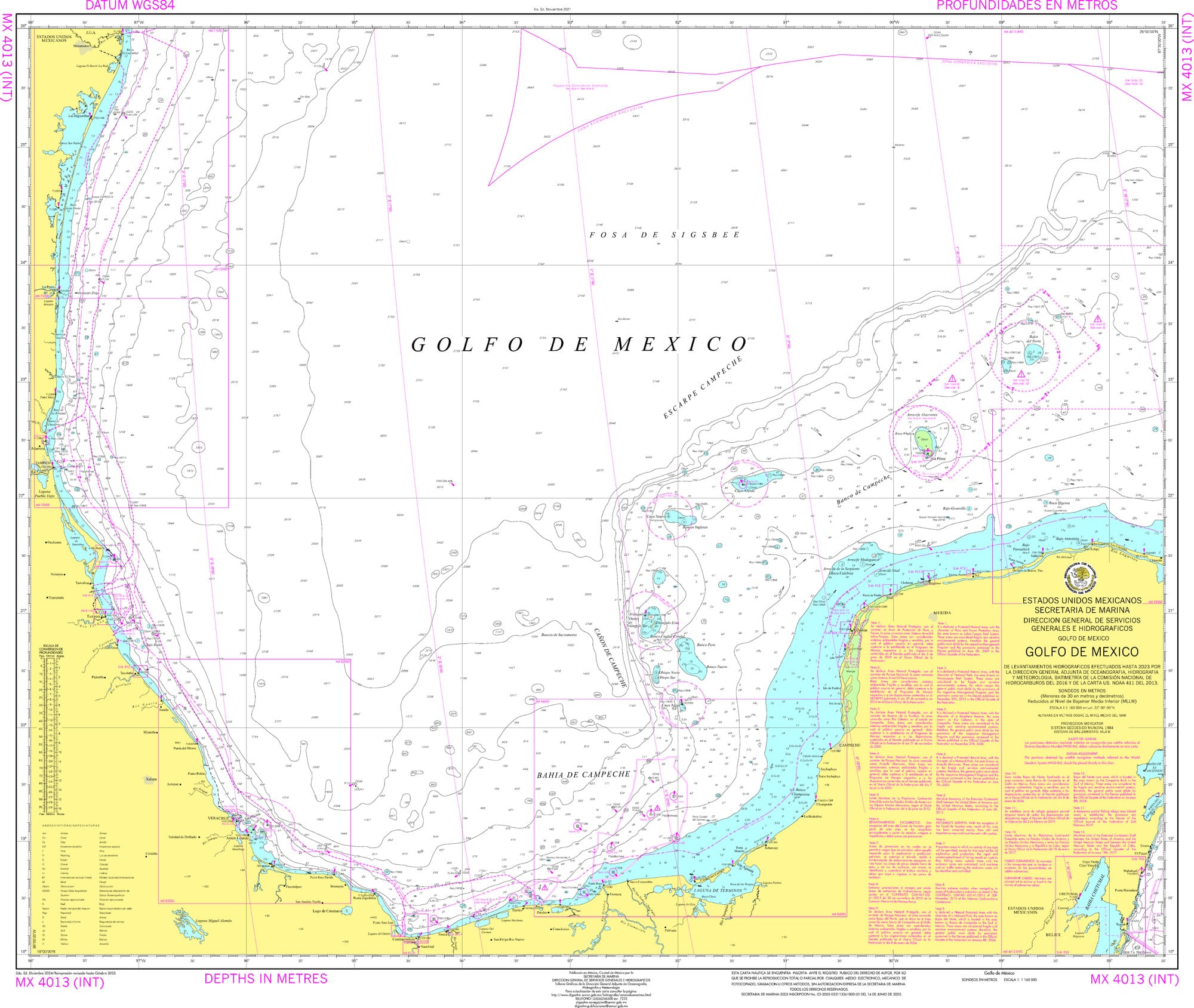 SEMAR Nautical Chart MX4013: Golfo de Mexico
