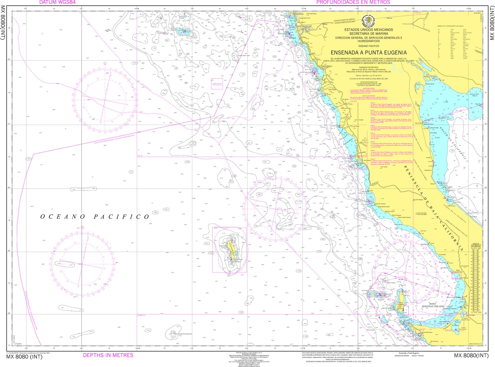 SEMAR Nautical Chart MX8080: Ensenada A Punta Eugenia