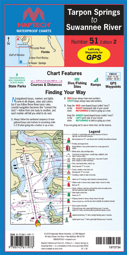Tarpon Springs to Suwanee River Waterproof Chart, 2nd Edition