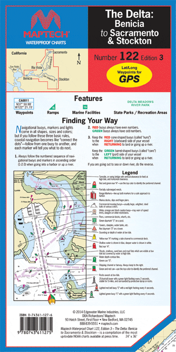 The Delta-Benicia to Sacramento & Stockton Waterproof Chart, 3rd Edition