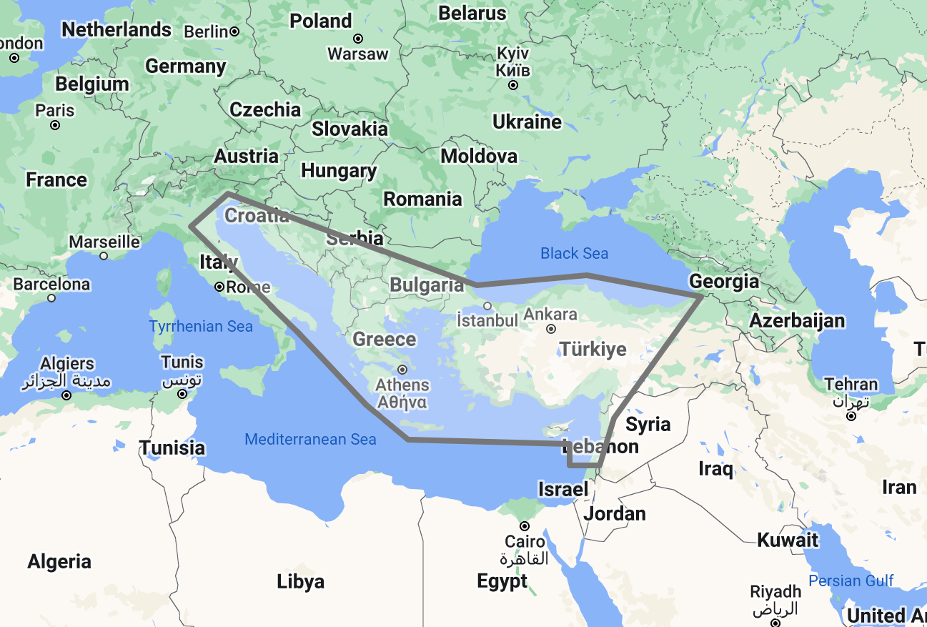 Timezero TZ Map: Eastern Mediterranean