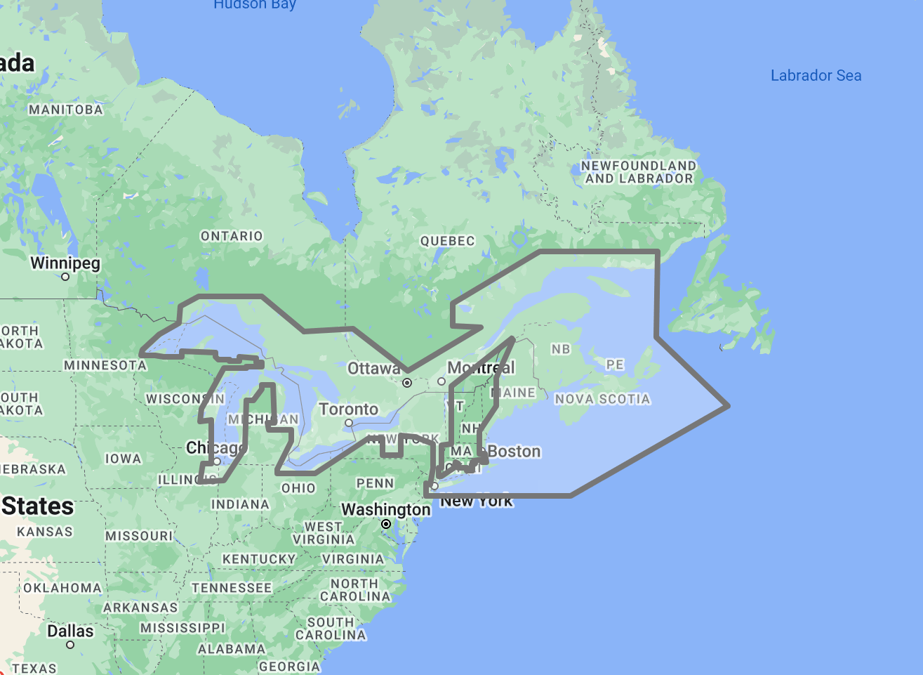 Timezero TZ Map: Great Lakes