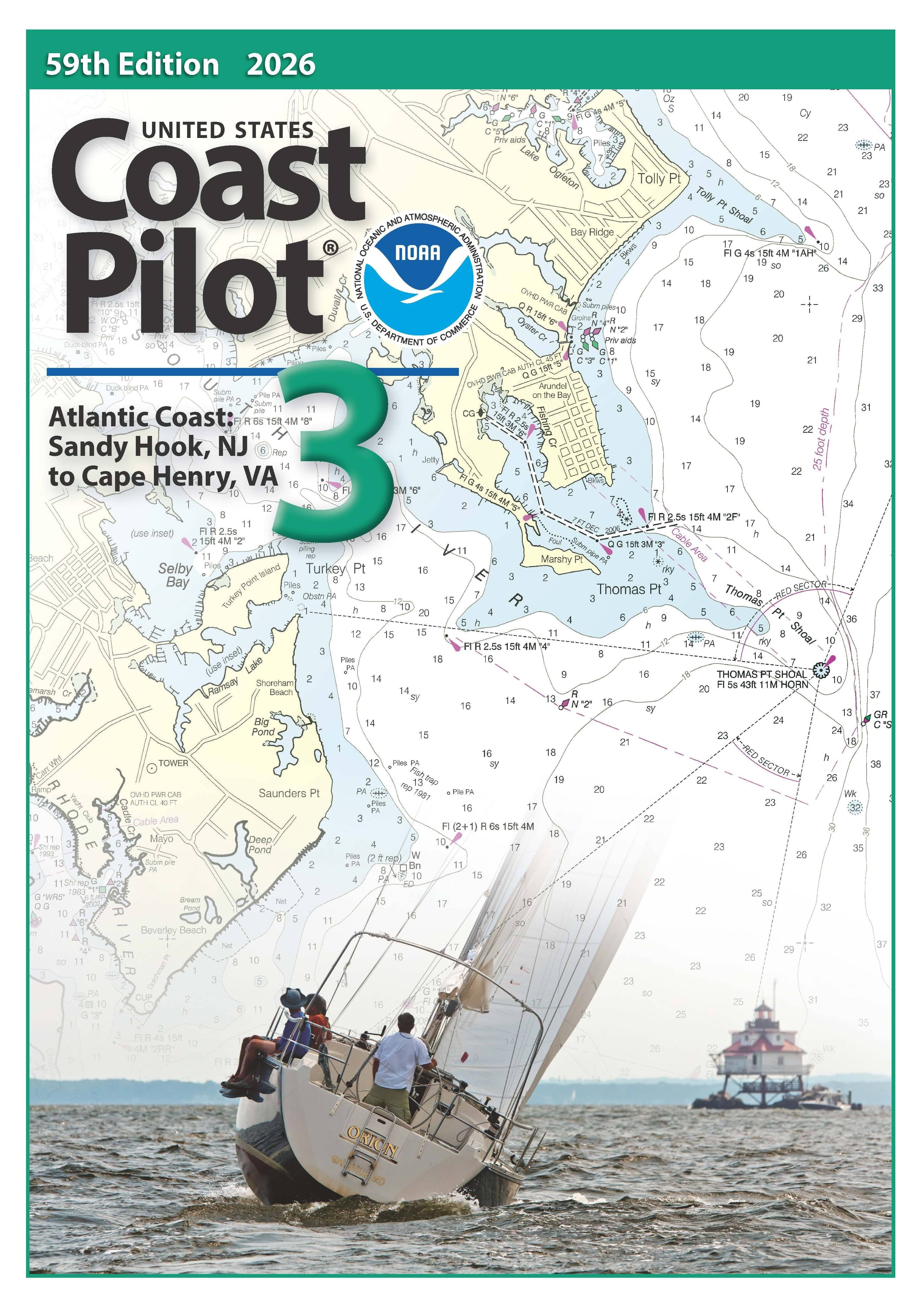 U.S. Coast Pilot 3: Atlantic Coast - Sandy Hook, NJ to Cape Henry, VA - 59th Edition 2026