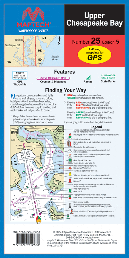 Upper Chesapeake Bay Waterproof Chart, 5th Edition