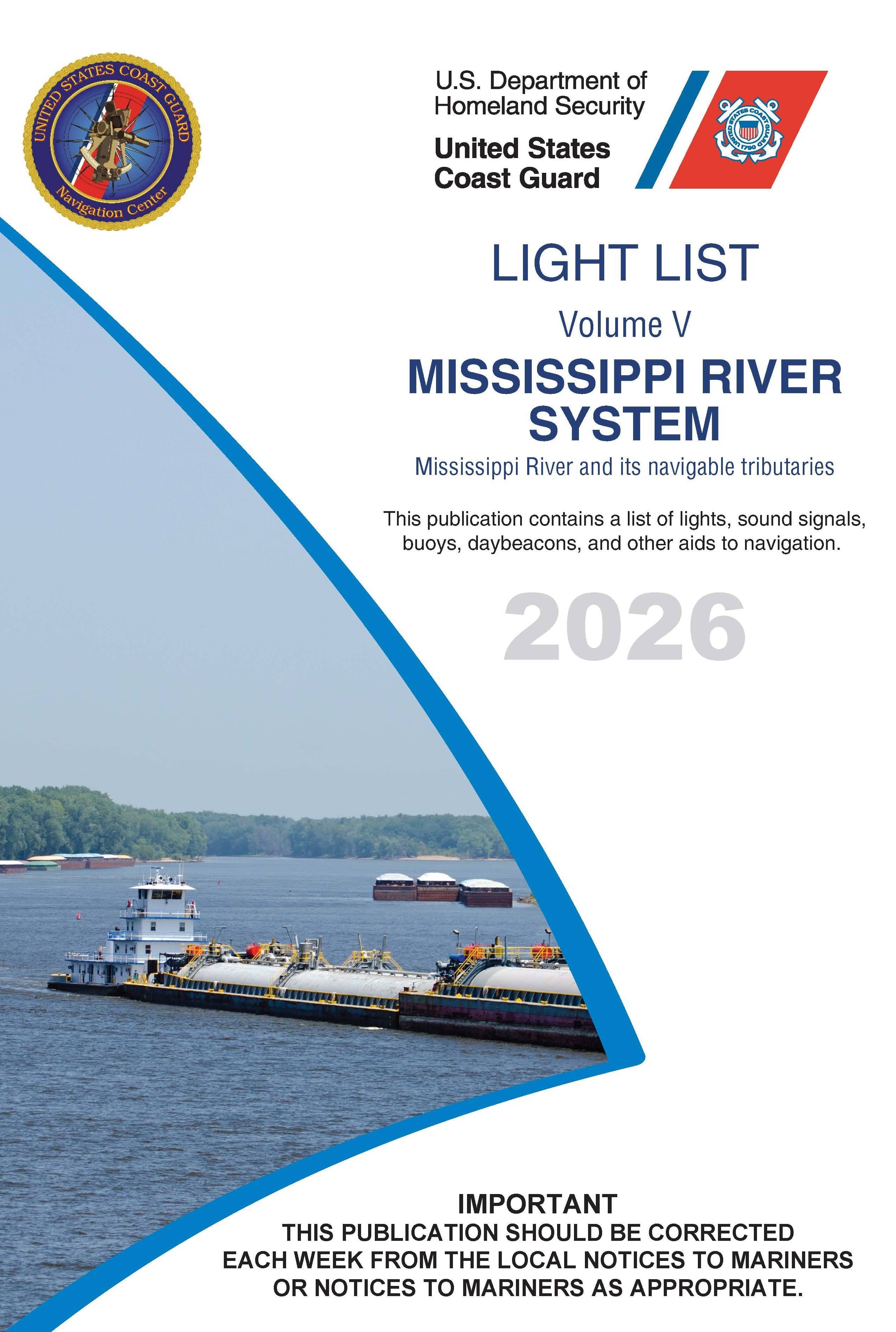 USCG Light List 5: Mississippi River System, 2026 Edition