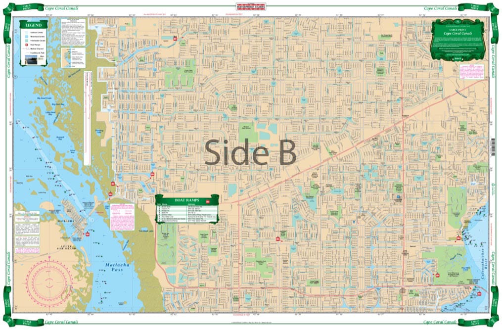 Waterproof Chart Cape Coral Canals Large Print 7E