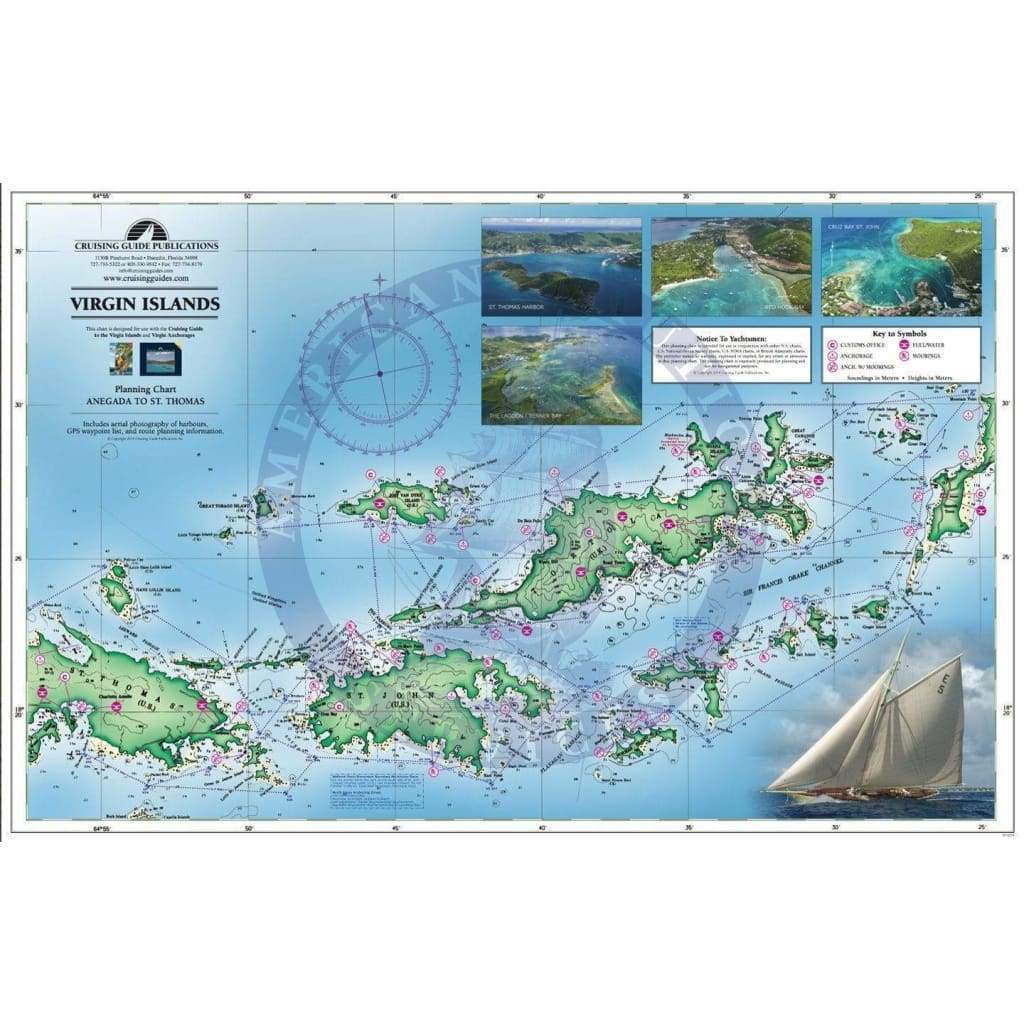Waterproof Planning Chart of the Virgin Islands, 23rd Edition
