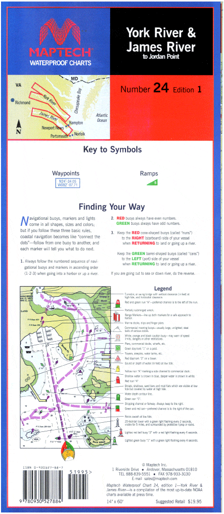 York and James Rivers Waterproof Chart, 1st Edition