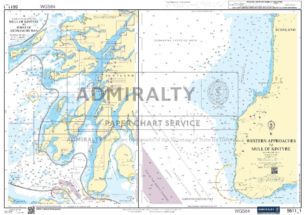 Admiralty Small Craft Chart - West Coast of Scotland, Mull of Kintyre to Point of Ardnamurchan (5611.1)