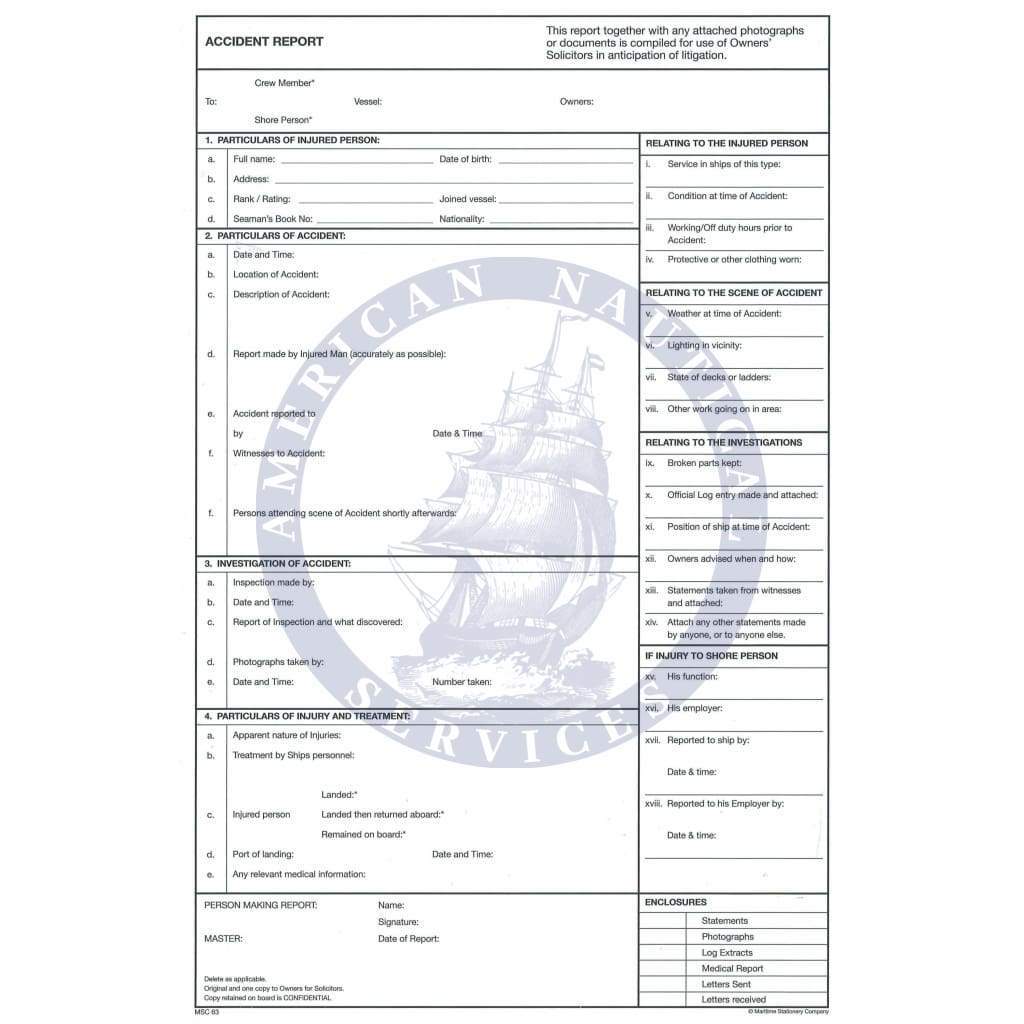 Accident Report Forms Pad - Maritime Printing - Amnautical