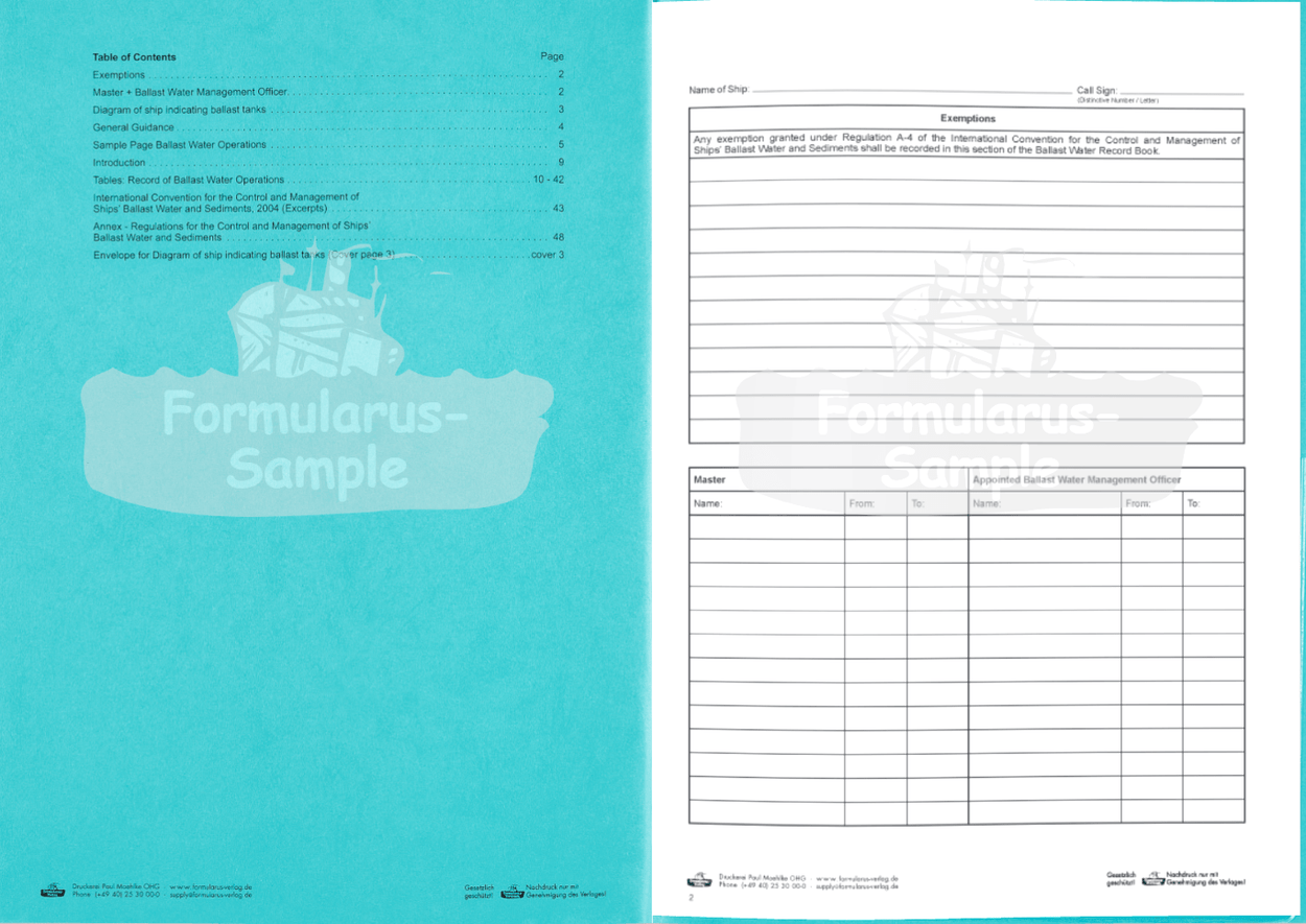 Ballast Water Record Book Log Book Amnautical