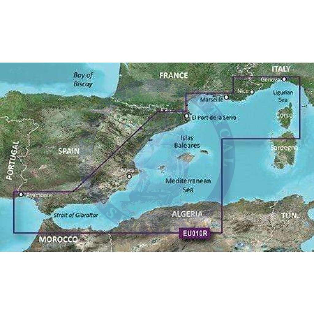 Bluechart G2 Vision microSD™/SD™ card: VEU010R-Mediterranean Sea, Genova-Ayamonte