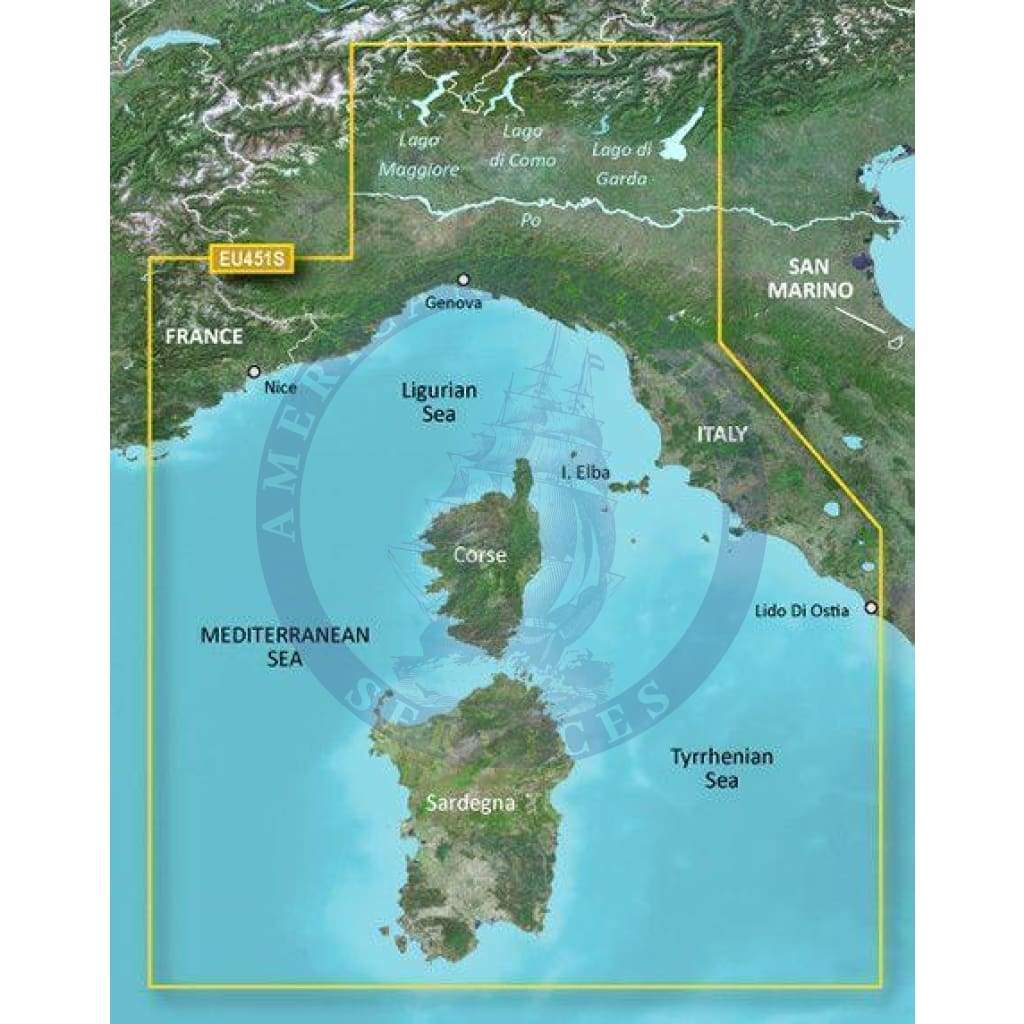 Bluechart G2 Vision microSD™/SD™ card: VEU451S-Ligurian Sea, Corsica and Sardinia