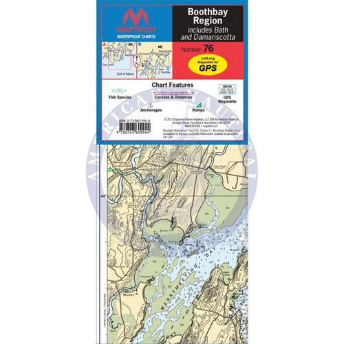 Boothbay Region Waterproof Chart, 3rd Edition Amnautical
