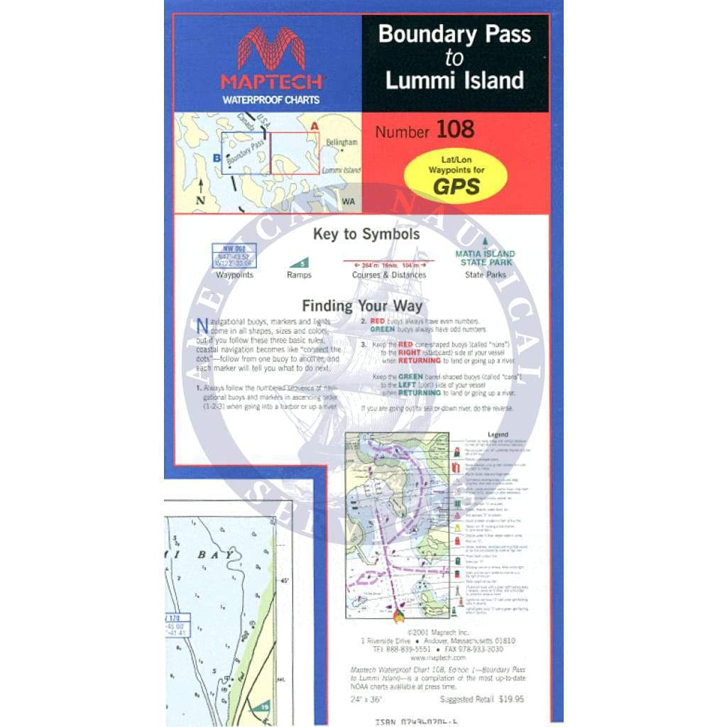 Boundary Pass to Lummi Island Waterproof Chart