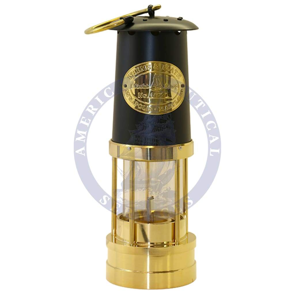 Brass Yacht Lamp with Black Bonnet (Weems & Plath 700BK)