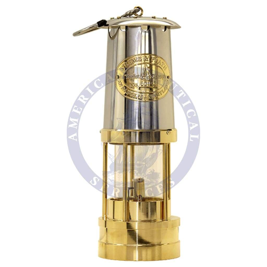 Brass Yacht Lamp with Stainless Steel Bonnet (Weems & Plath 700SS)