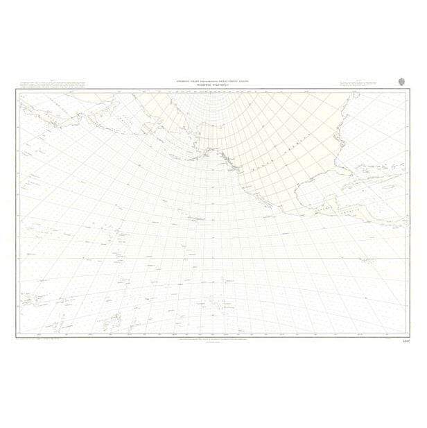 British Admiralty Gnomonic Chart 5097: Great Circle Sailing North Pacific Ocean