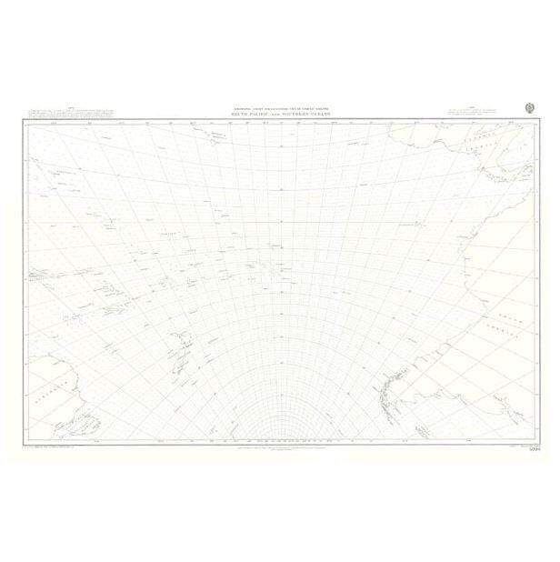 British Admiralty Gnomonic Chart 5098: Great Circle Sailing South Pacific and Southern Oceans