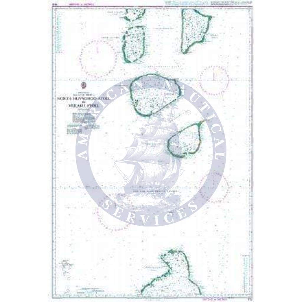 British Admiralty Nautical Chart 1012: North Huvadhoo Atoll to Mulaku Atoll