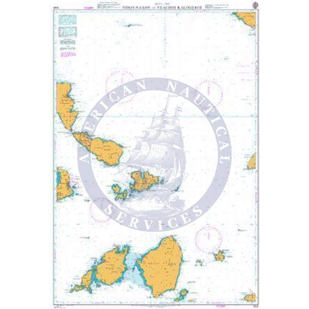 British Admiralty Nautical Chart 1041: Nisos Naxos to Vrachoi Kalogeroi