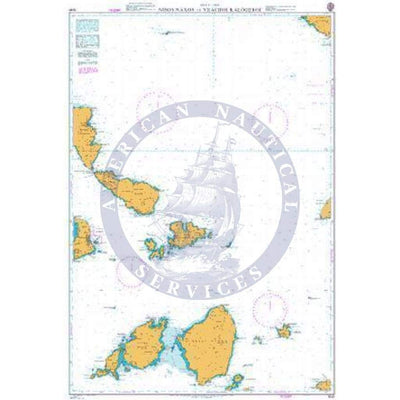 British Admiralty Nautical Chart 1041: Nisos Naxos to Vrachoi Kalogeroi