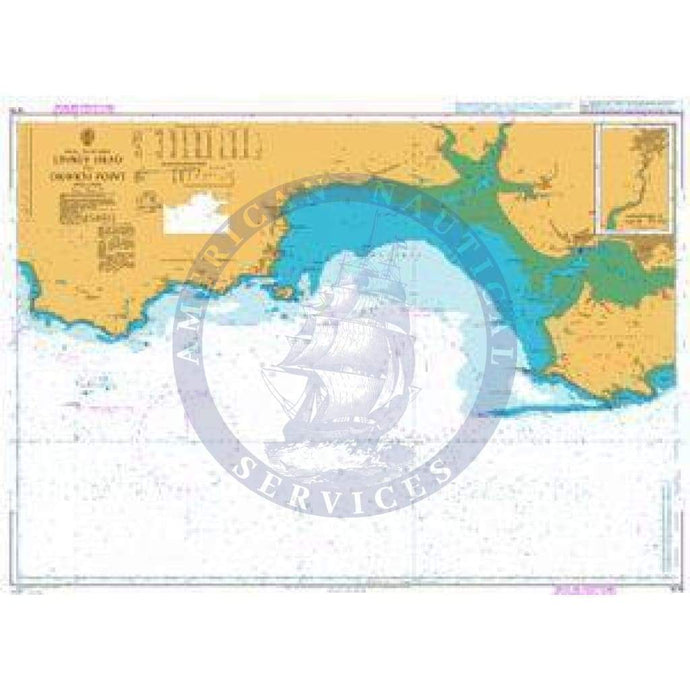 British Admiralty Nautical Chart 1076: Wales - South Coast, Linney Head to Oxwich Point. Continuation of Afon Tywi