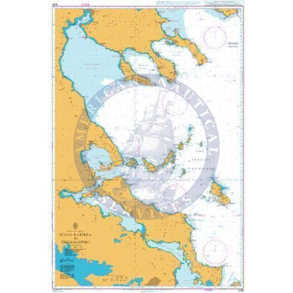 British Admiralty Nautical Chart 1085: Steno Kafirea to Thessaloniki