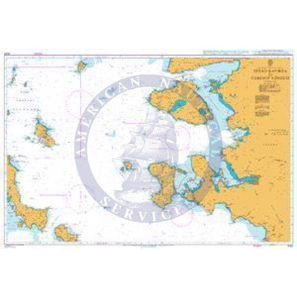 British Admiralty Nautical Chart 1087: Aegean Sea – Greece and Turkey, Stenó Kafiréa to Edremit Körfezi