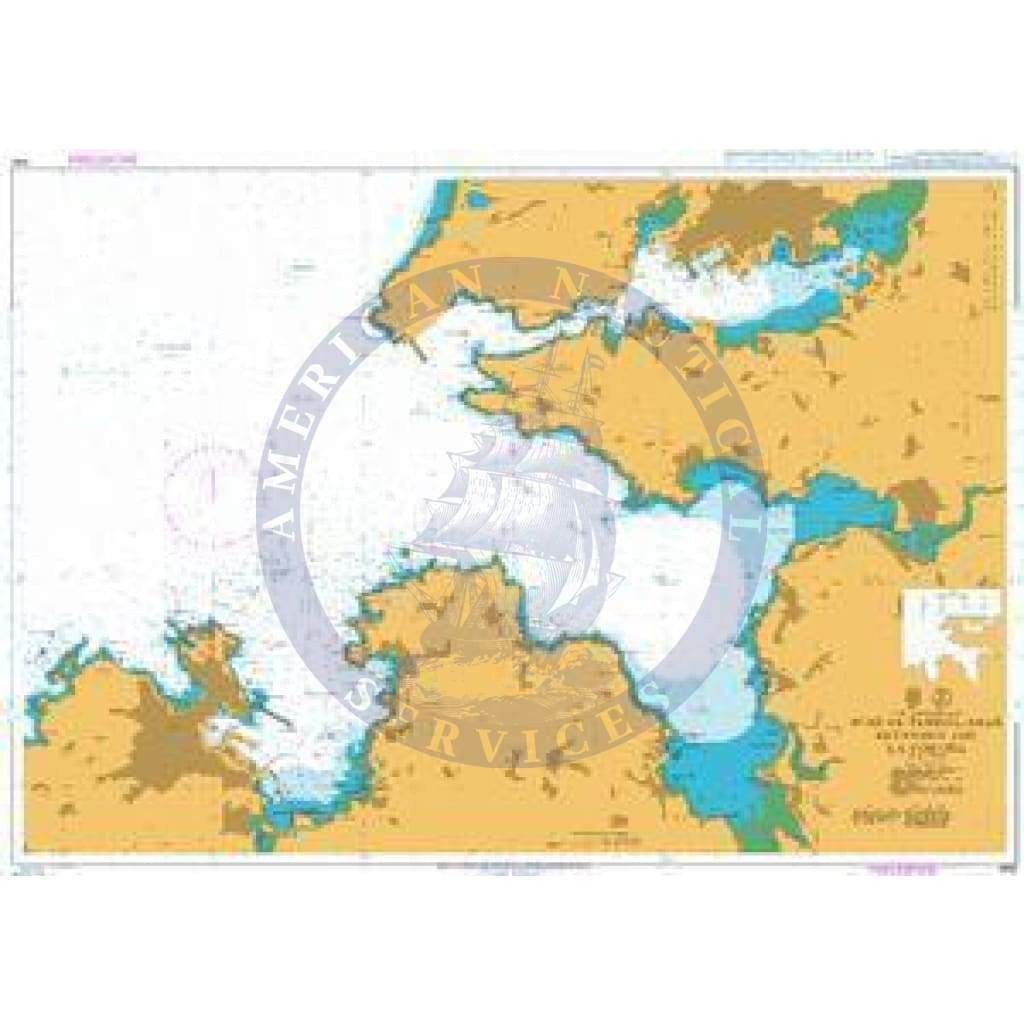 British Admiralty Nautical Chart 1094: Rias de Ferrol, Ares, Betanzos and La Coruna