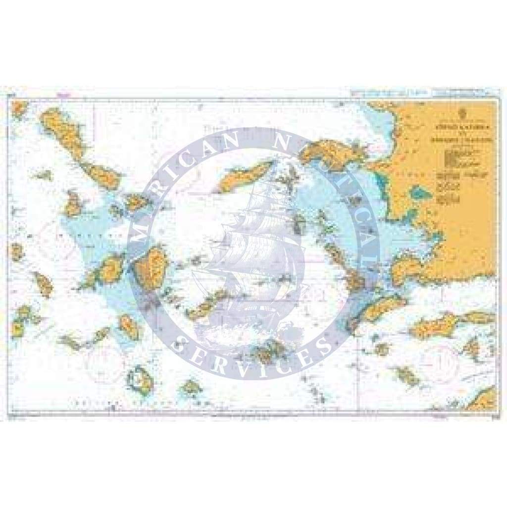 British Admiralty Nautical Chart 1095: Aegean Sea - Greece and Turkey, Stenó Kafiréa to Rhodes Channel