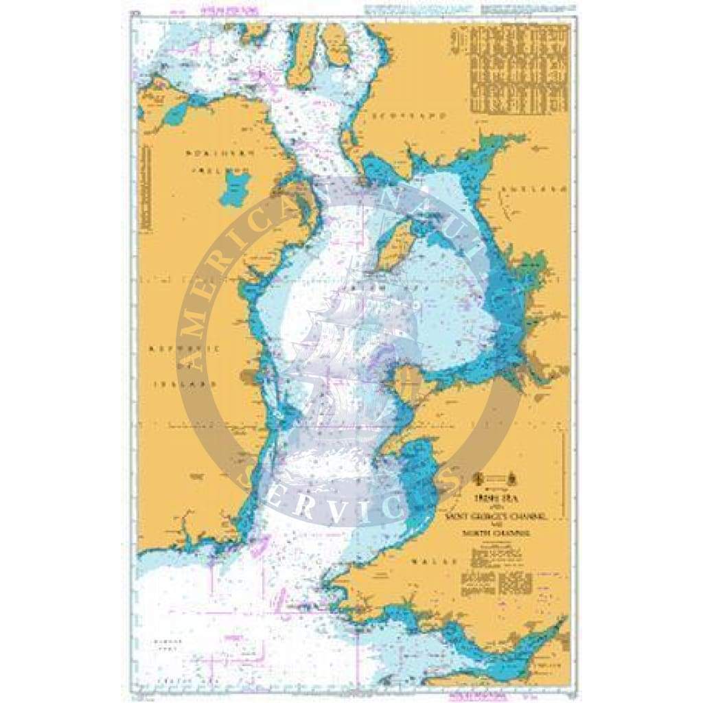 British Admiralty Nautical Chart 1121: Irish Sea with Saint George's Channel and North Channel