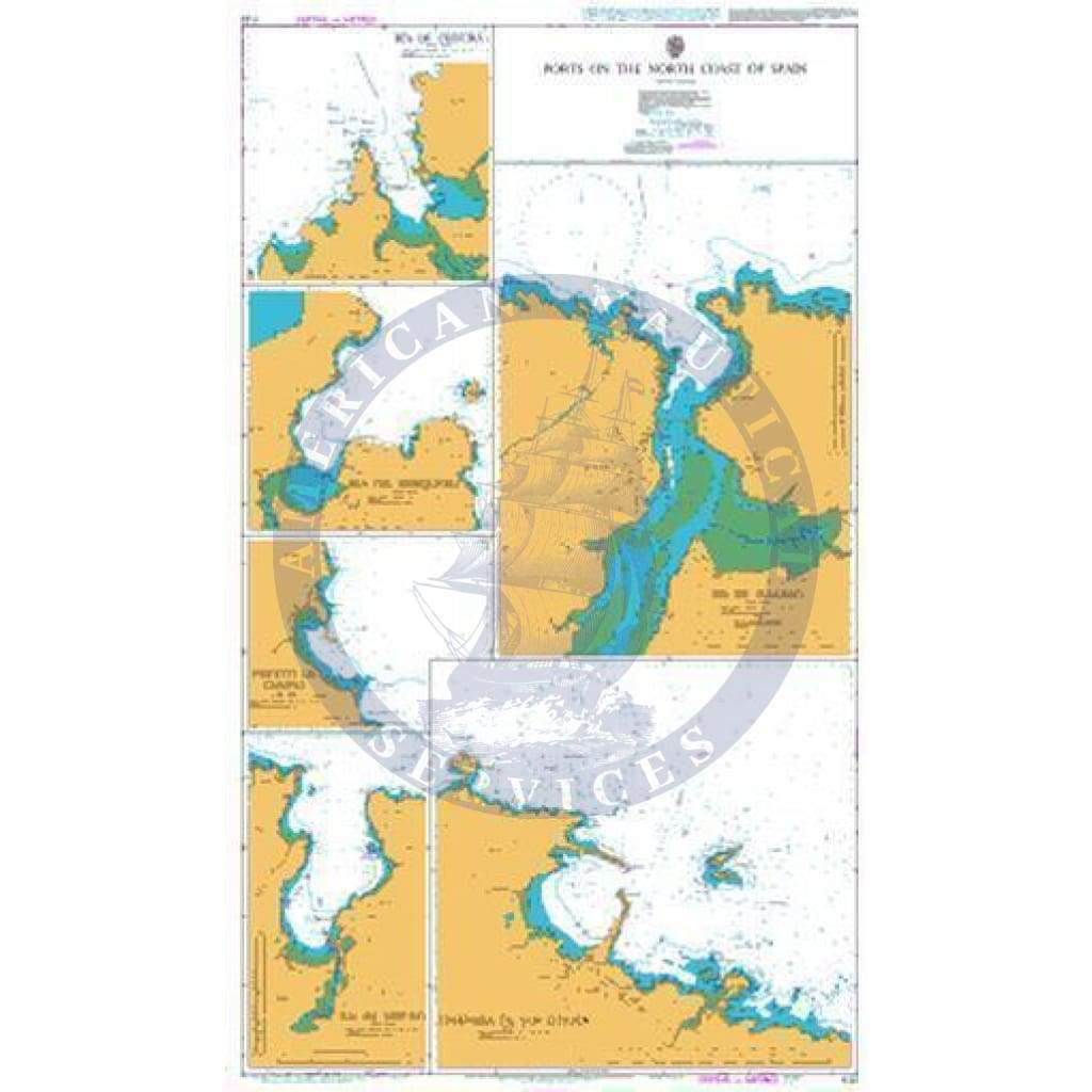 British Admiralty Nautical Chart  1122: Ports on the North Coast of Spain