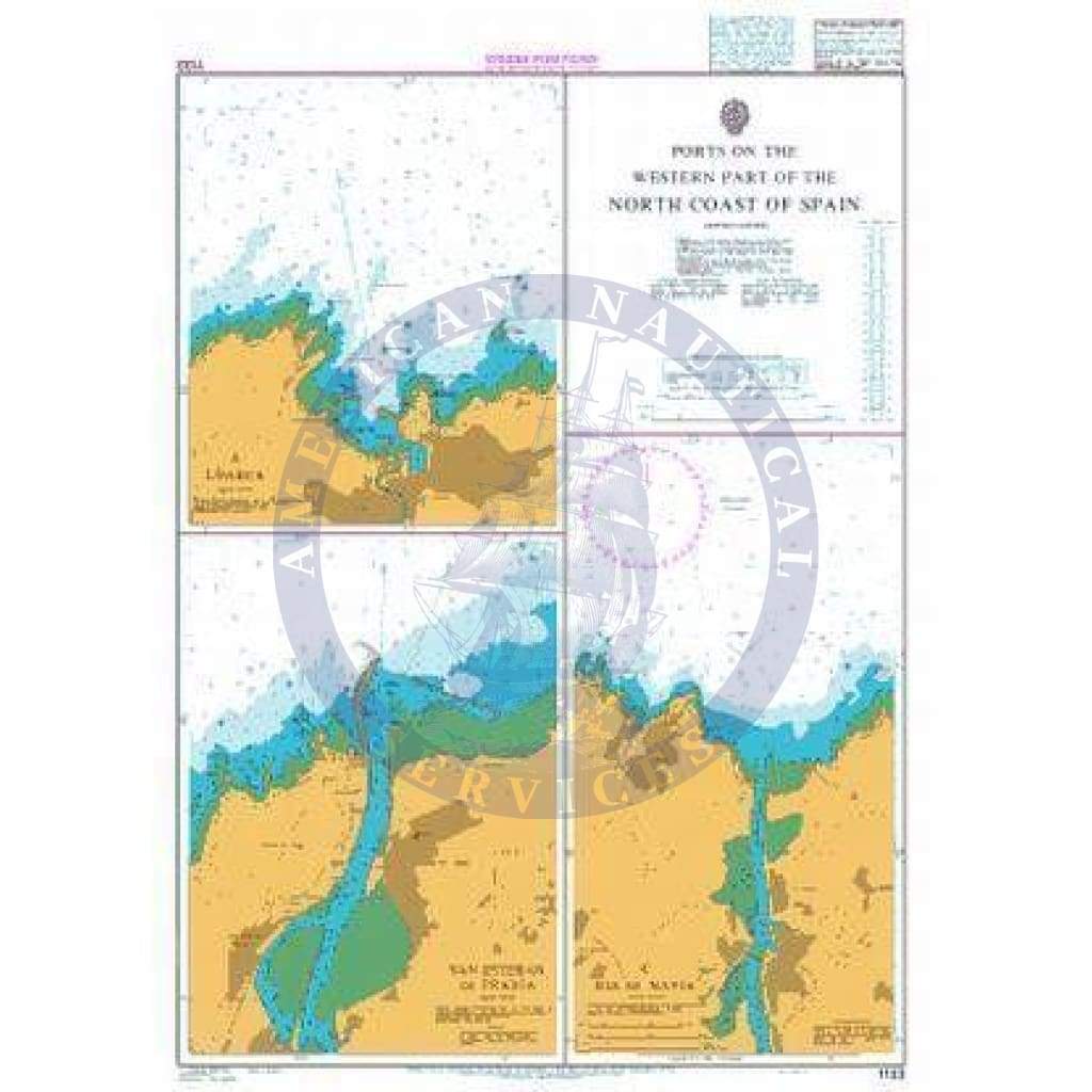 British Admiralty Nautical Chart  1133: Ports on the Western Part of the North Coast of Spain