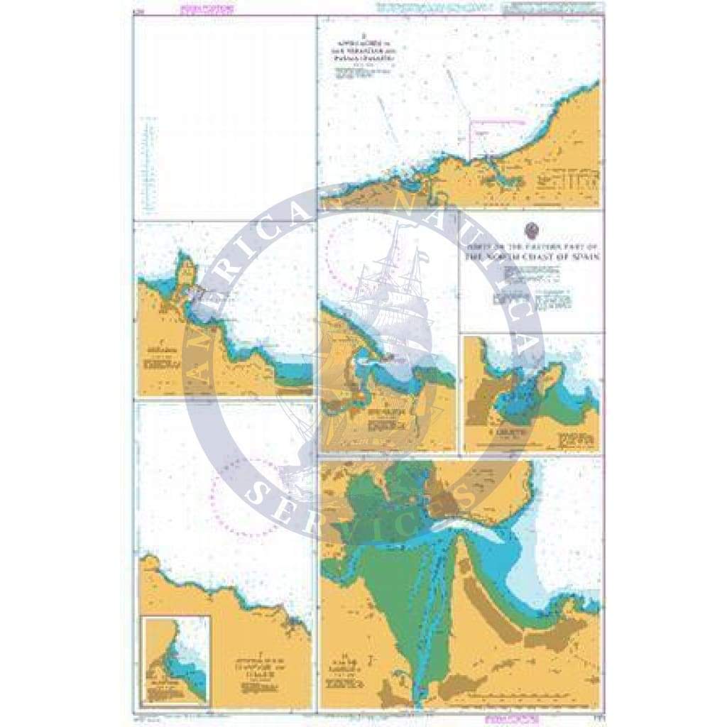 British Admiralty Nautical Chart 1171: Ports on the Eastern part of the North Coast of Spain