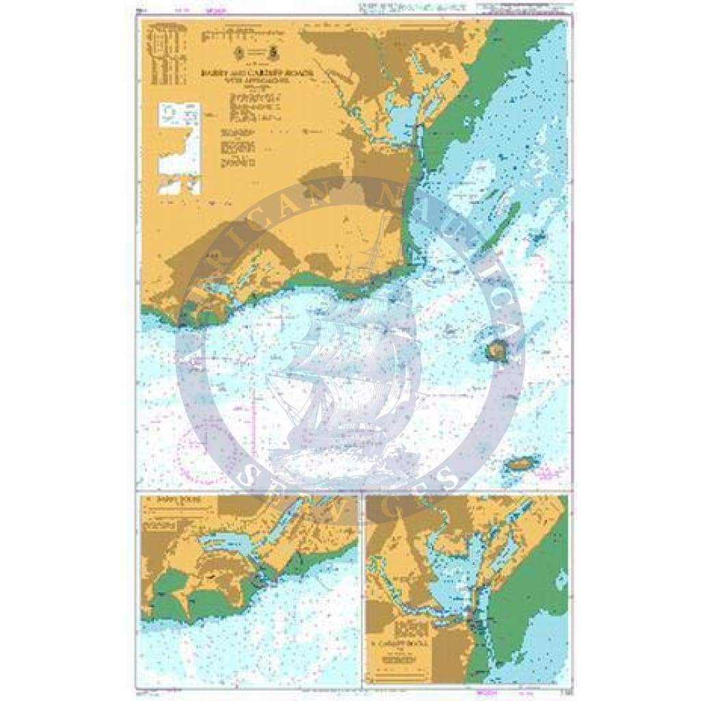 British Admiralty Nautical Chart 1182: South Wales, Barry and Cardiff Roads with Approaches.