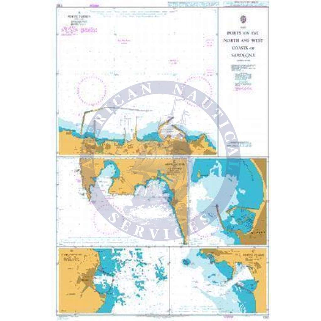 British Admiralty Nautical Chart 1202: Italy, Ports on the North and West Coasts of Sardegna