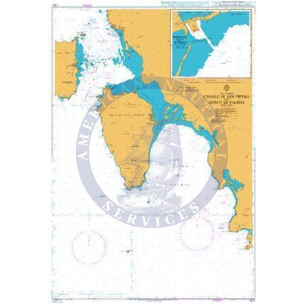 British Admiralty Nautical Chart 1207: Canale di San Pietro and Golfo di Palmas