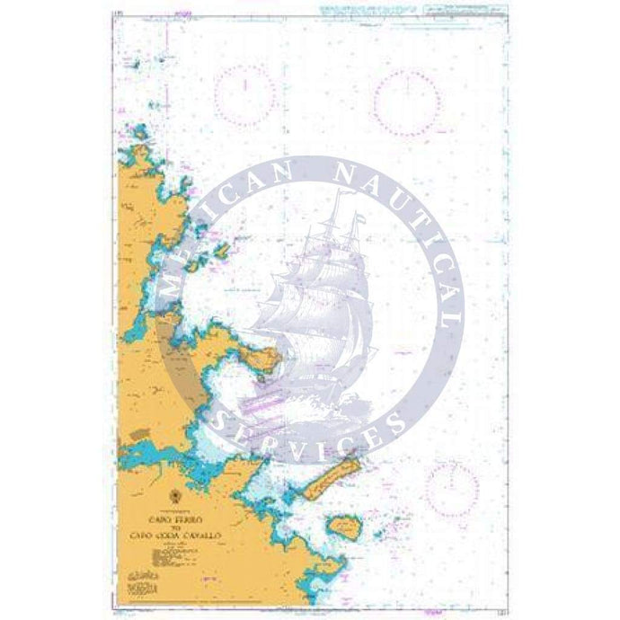 British Admiralty Nautical Chart 1211: Italy – Sardegna, Capo Ferro to Capo Coda Cavallo