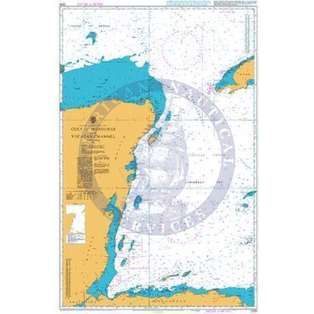 British Admiralty Nautical Chart 1220: Central America - East Coast, Gulf of Honduras and Yucatan Channel