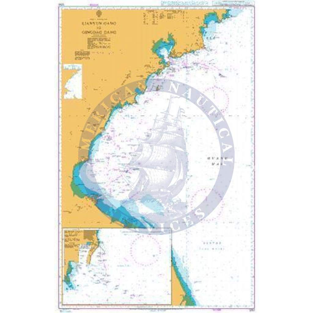 British Admiralty Nautical Chart  1253: Lianyun Gang to Qingdao Gang