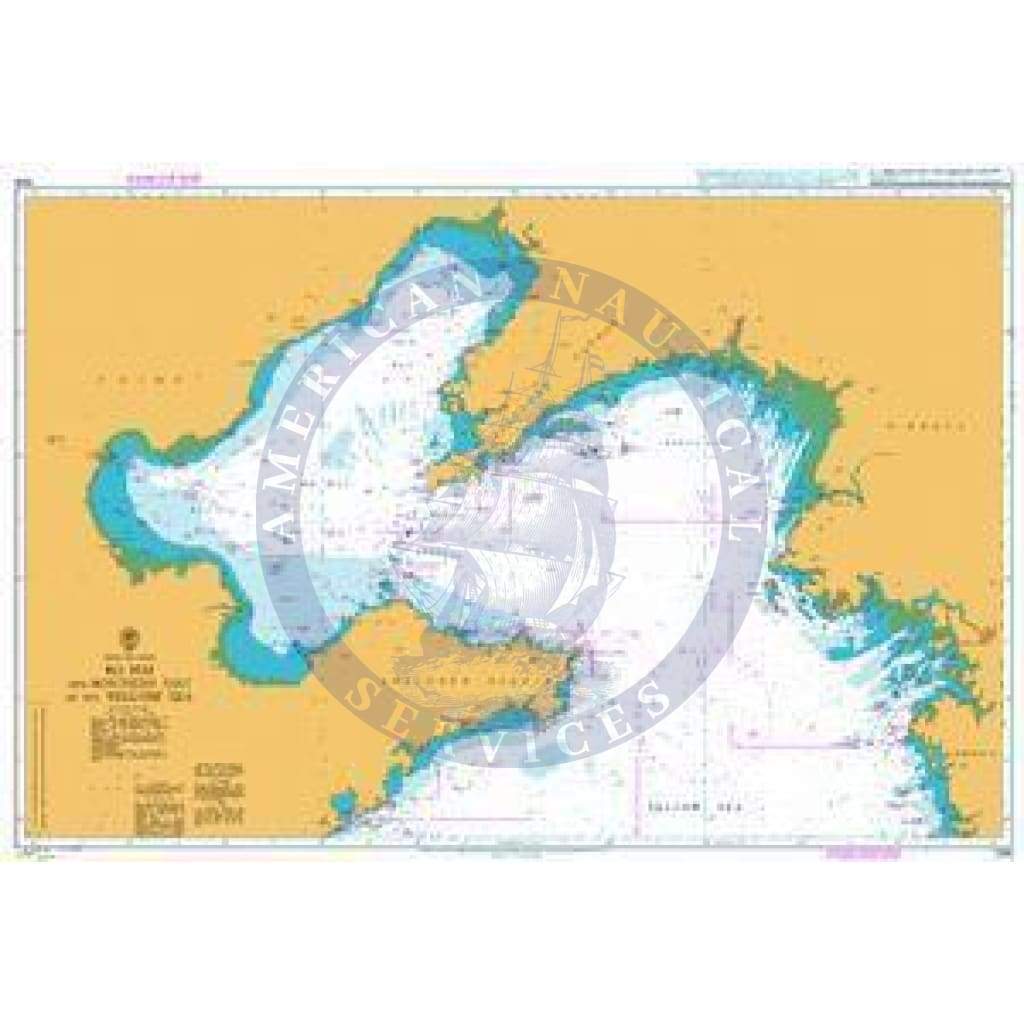 British Admiralty Nautical Chart 1256: Bo Hai and Northern Part of the Yellow Sea