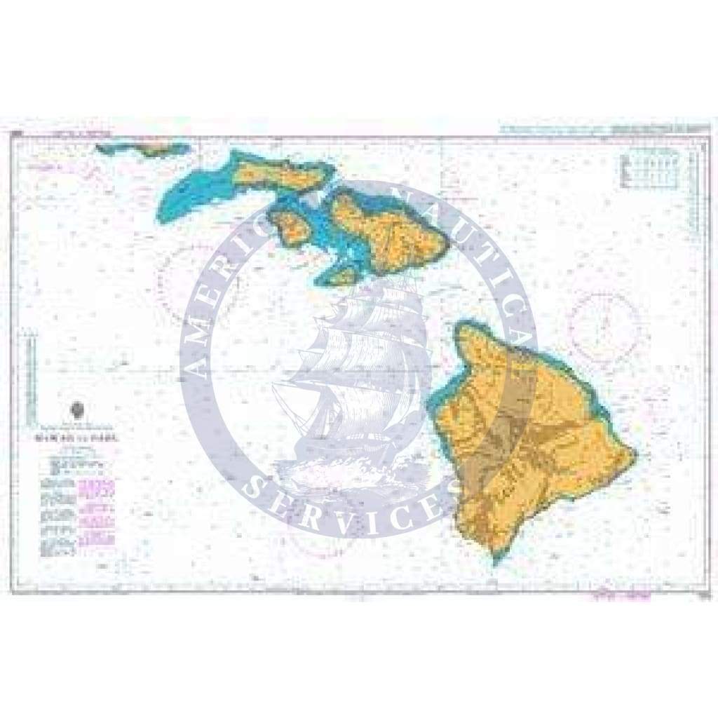 British Admiralty Nautical Chart 1309: Hawaii to Oahu