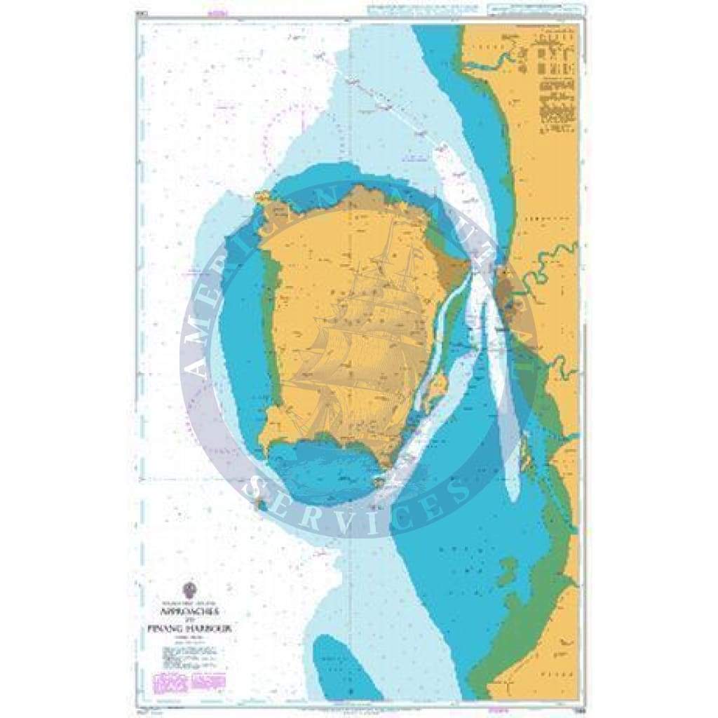British Admiralty Nautical Chart  1366: Malacca Strait – Malaysia, Approaches to Pinang Harbour