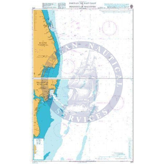 United Kingdom Hydrographic Office Chart Paper British Admiralty Nautical Chart 1374: Ports on the East Coast of Peninsular Malaysia